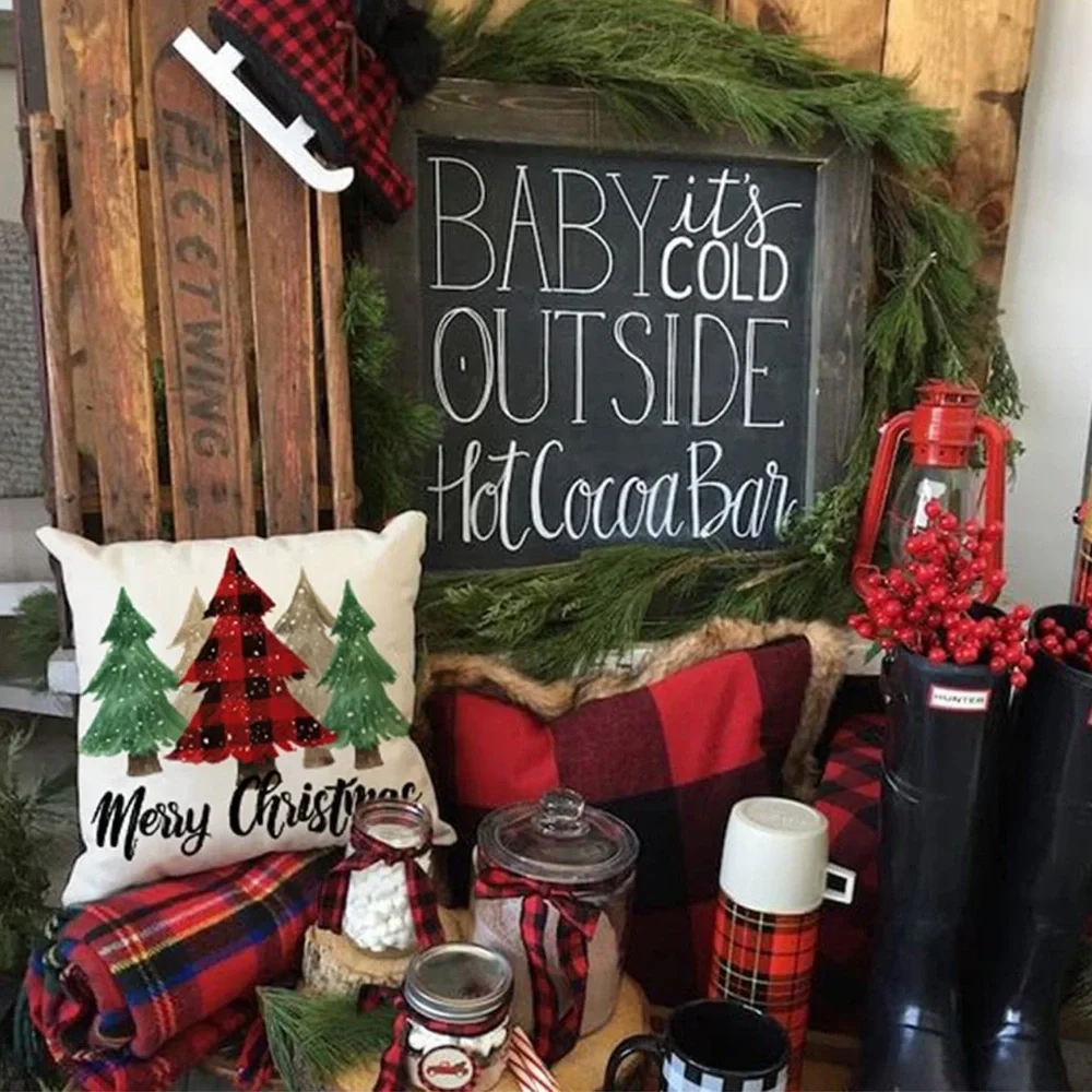 Buffalo Plaid Check Christmas Pillow Covers 18x18 Set of 4 for Christmas
